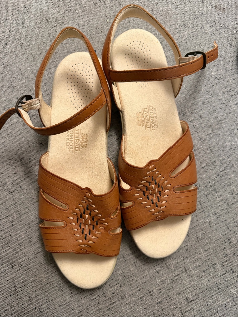 SAS Women’s Tan Leather Woven Slingback Sandals, never use